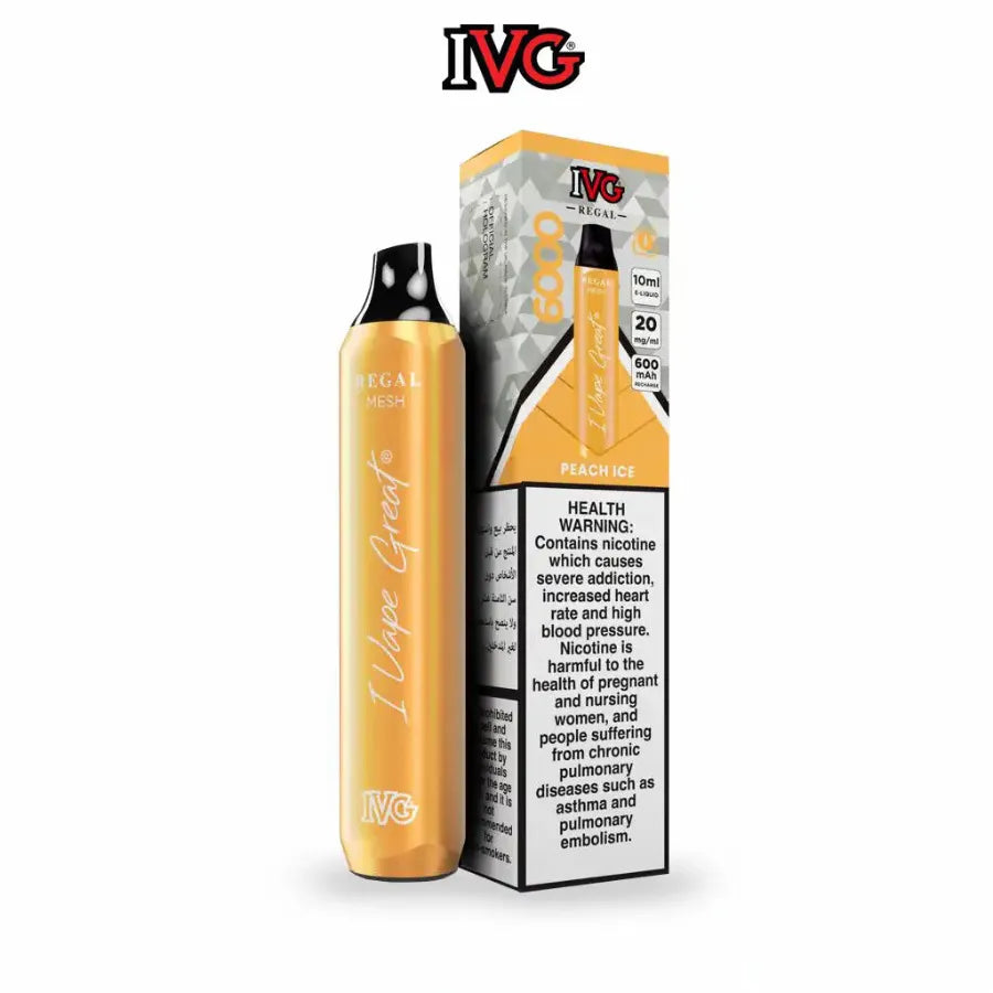 Peach Ice- IVG Regal 6000 Puffs Disposable Vape 20mg Nicotine in Dubai, UAE
