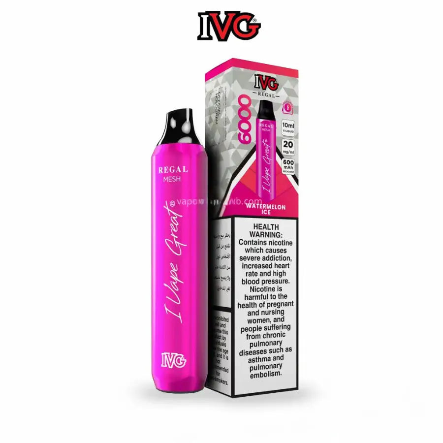 Watermelon Ice  - IVG Regal 6000 Puffs Disposable Vape 20mg Nicotine in Dubai, UAE