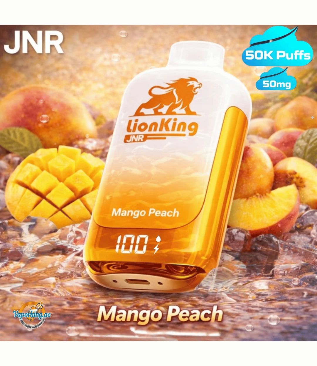 JNR Lionking 50000 Puffs Disposable Vape- Mango Peach