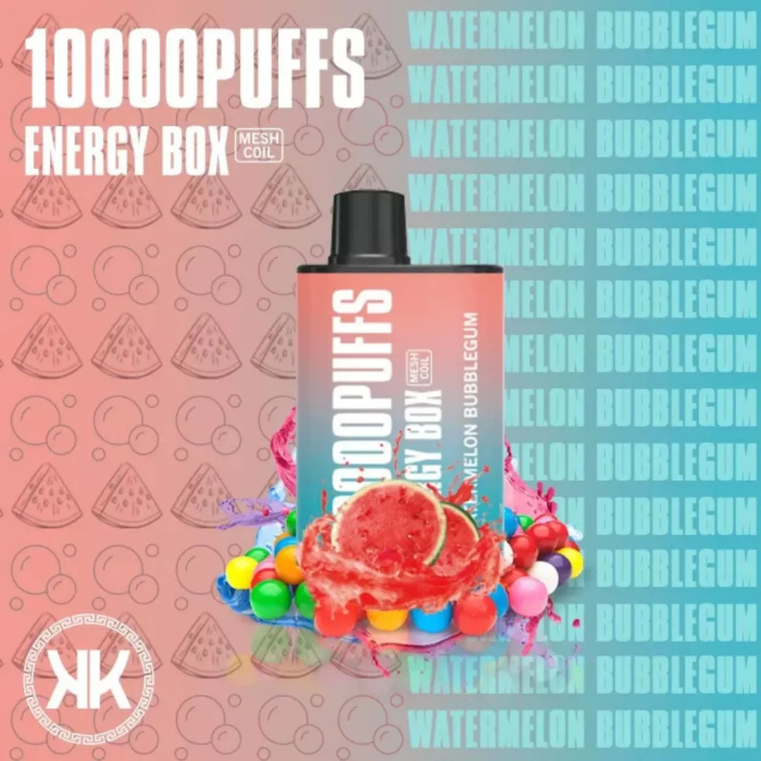 Watermelon Bubblegum  - KK Energy Box 10000 Puffs Disposable 50mg Vape in Dubai, UAE