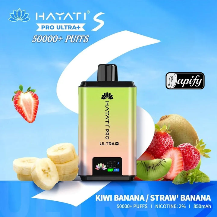 Kiwi Banana / Straw Banana - Hayati Pro Ultra+ S 50000 Puffs Disposable Vape 2% Nicotine in Dubai, UAE