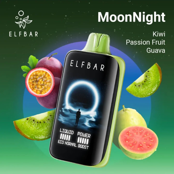 Kiwi Passion Fruit Guava - ELFBAR Moon Night 40000 Puffs Disposable Vape 50mg in Dubai, UAE  