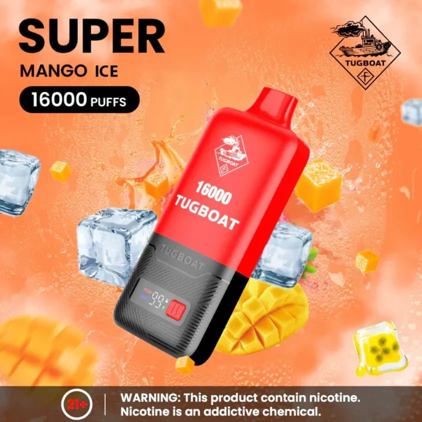 Mango ICE - Tugboat Super 16000 Puffs Disposable Vape Pod 5% Nicotine in Dubai, UAE