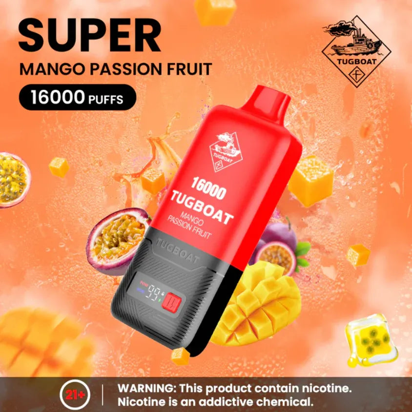 Mango Passionfruit- Tugboat Super 16000 Puffs Disposable Vape Pod 5% Nicotine in Dubai, UAE