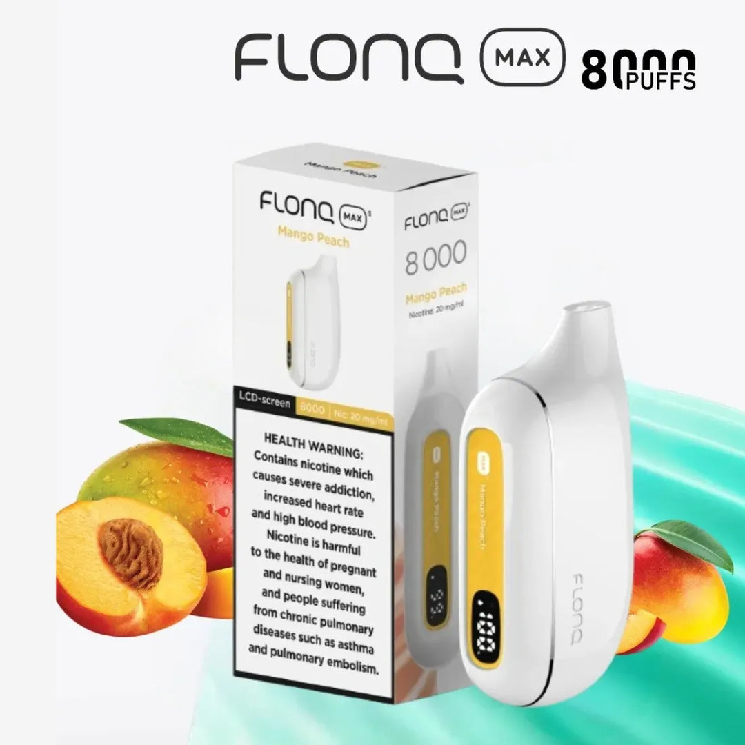 Mango Peach - Flonq Max S 8000 Puffs Disposable Vape 20mg Nicotine in Dubai, UAE
