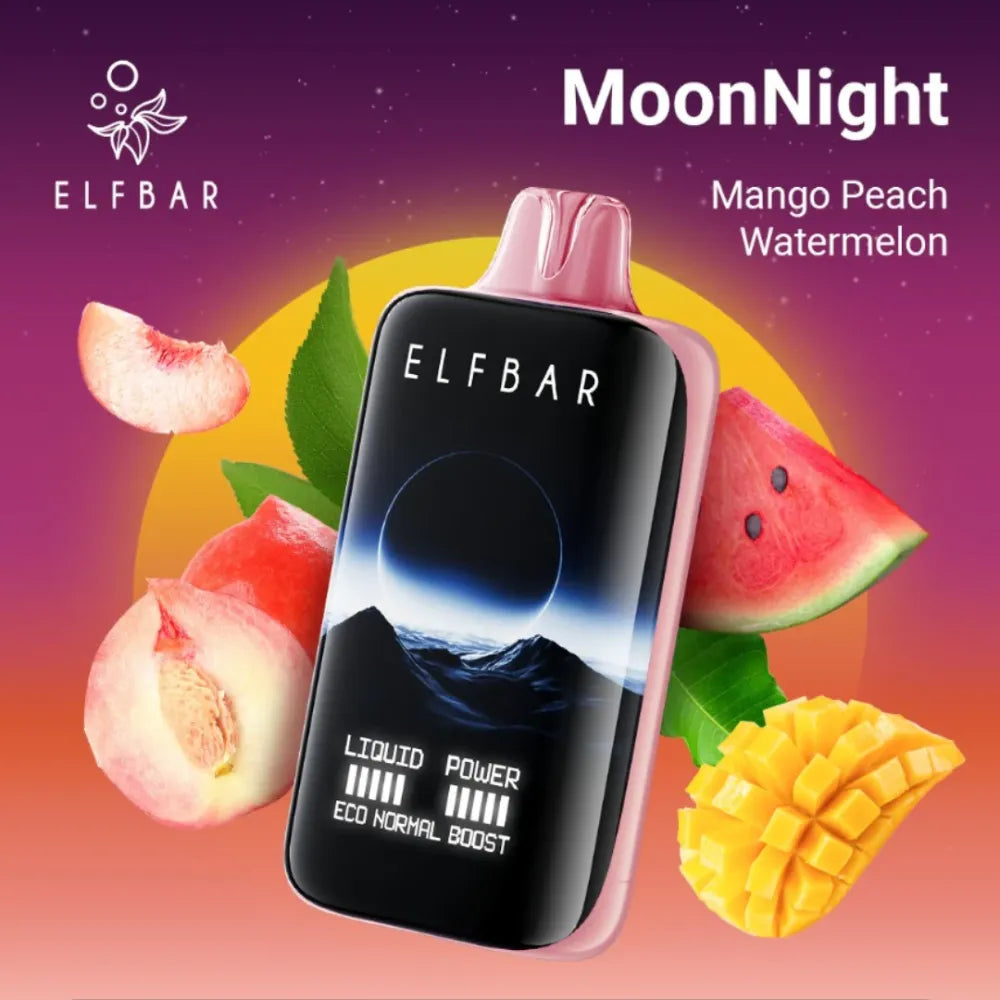 Mango Peach Watermelon- ELFBAR Moon Night 40000 Puffs Disposable Vape 50mg in Dubai, UAE  