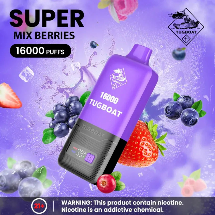 Mix Berries - Tugboat Super 16000 Puffs Disposable Vape Pod 5% Nicotine in Dubai, UAE