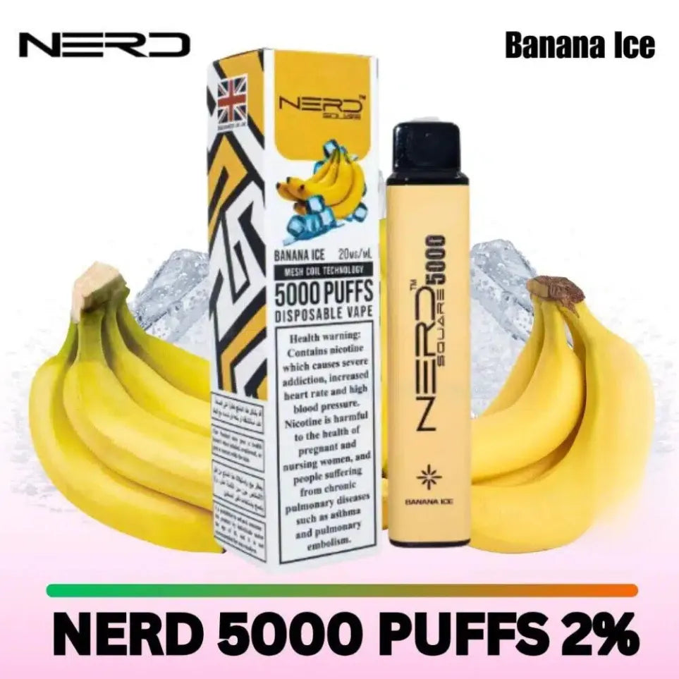 Banana Ice - Nerd Square 5000 Puffs Disposable Vape 2% Nicotine in Dubai, UAE