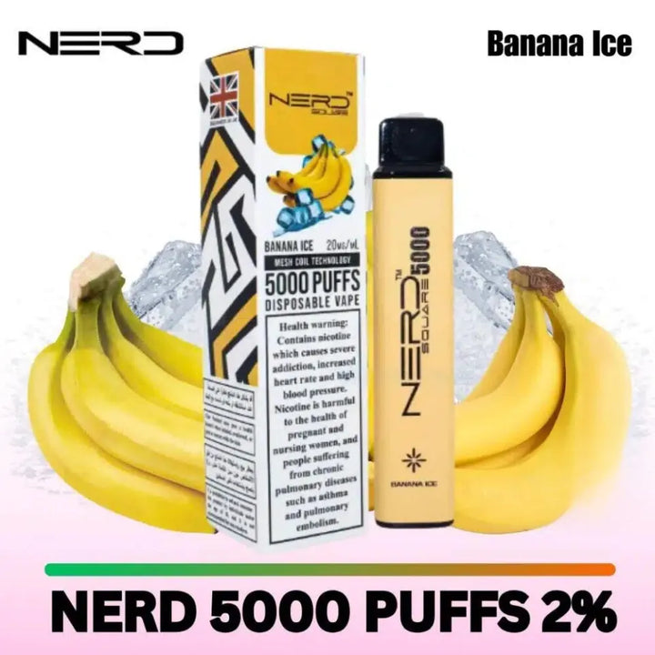 Banana Ice - Nerd Square 5000 Puffs Disposable Vape 2% Nicotine in Dubai, UAE