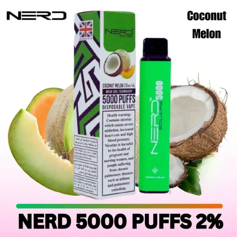 Coconut Melon - Nerd Square 5000 Puffs Disposable Vape 2% Nicotine in Dubai, UAE