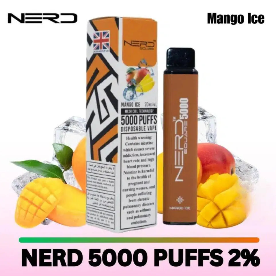 Mango Ice- Nerd Square 5000 Puffs Disposable Vape 2% Nicotine in Dubai, UAE