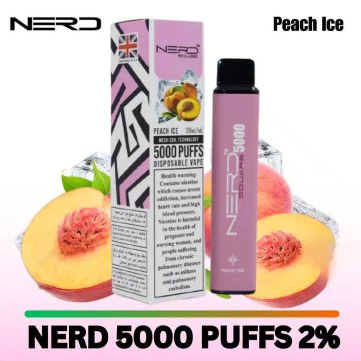 Peach Ice - Nerd Square 5000 Puffs Disposable Vape 2% Nicotine in Dubai, UAE
