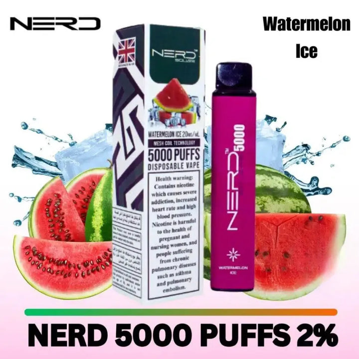 Watermelon Ice - Nerd Square 5000 Puffs Disposable Vape 2% Nicotine in Dubai, UAE