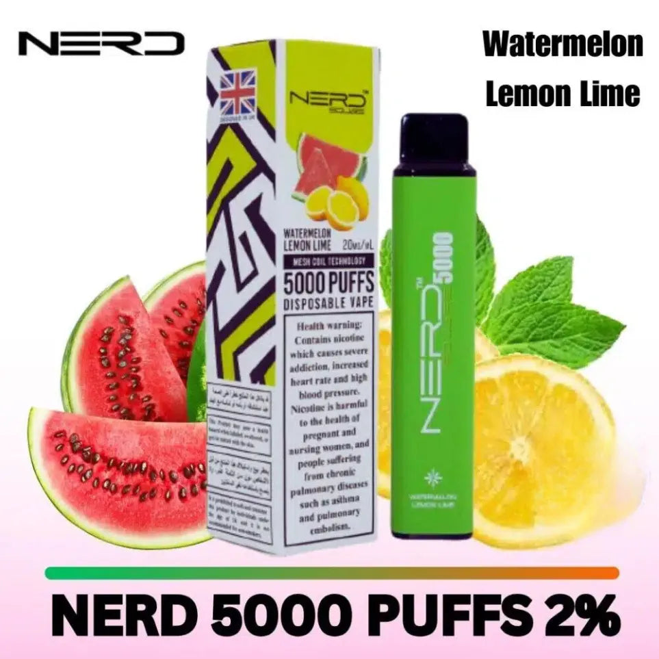 Watermelon Lemon Lime - Nerd Square 5000 Puffs Disposable Vape 2% Nicotine in Dubai, UAE