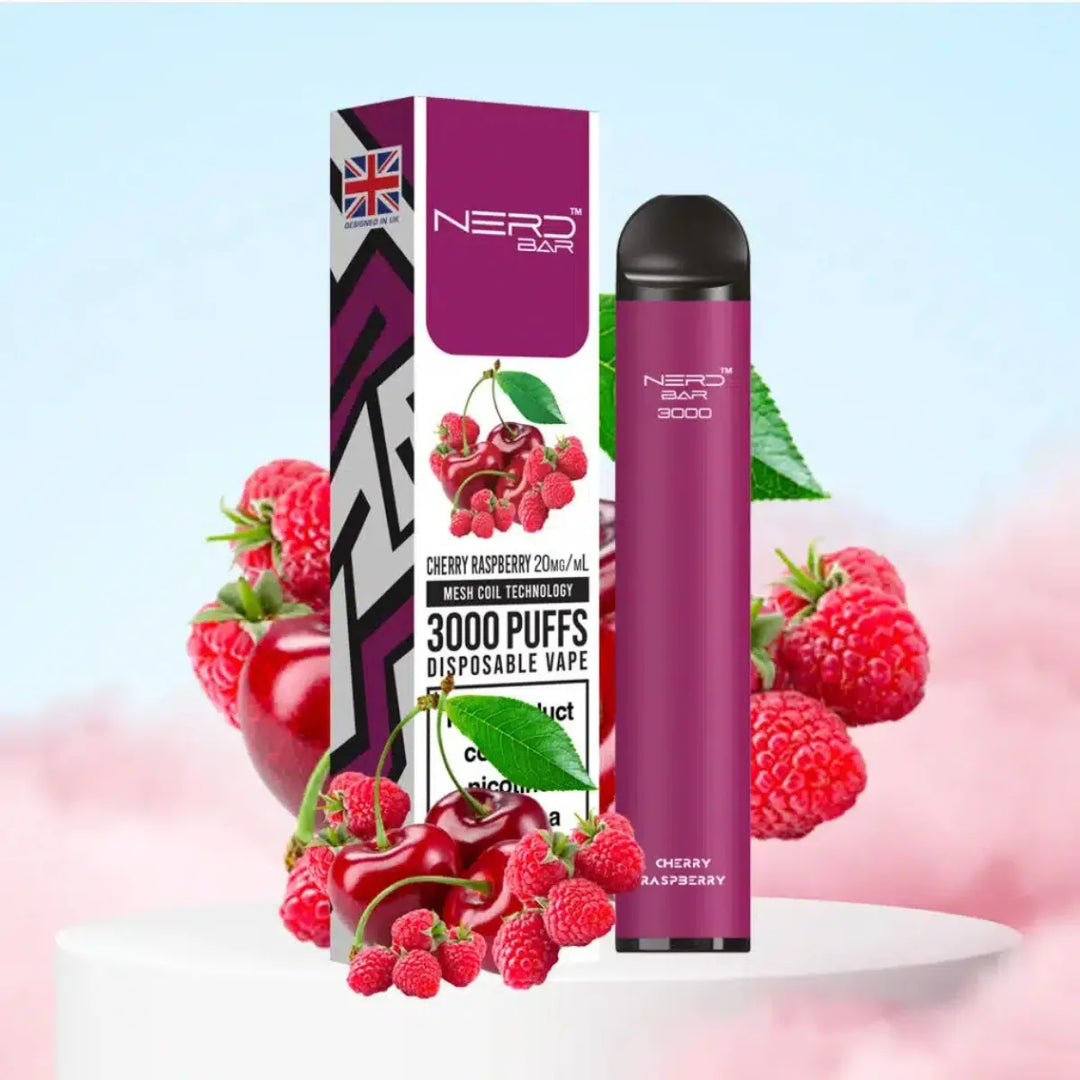 Cherry Raspberry - Nerd Bar 3000 Puffs Disposable Vape 20mg in Dubai, UAE