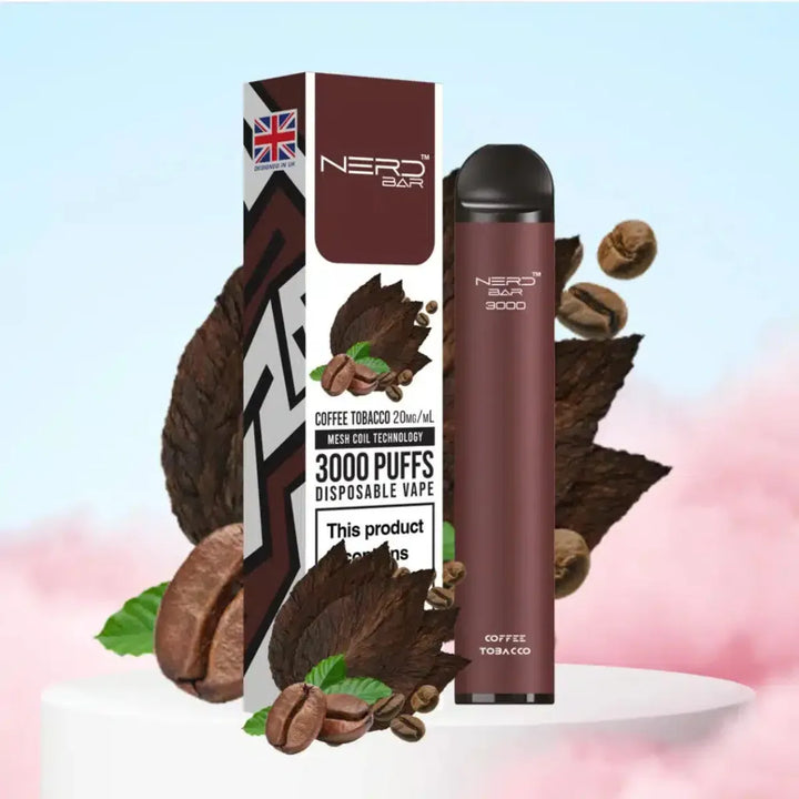 Coffee Tobacco - Nerd Bar 3000 Puffs Disposable Vape 20mg in Dubai, UAE