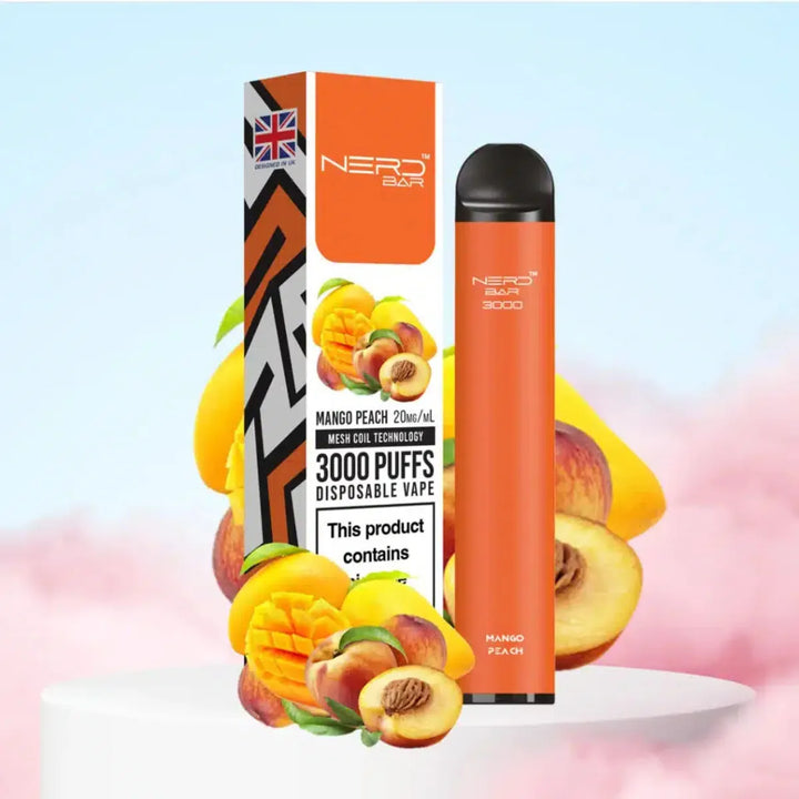 Mango Peach - Nerd Bar 3000 Puffs Disposable Vape 20mg in Dubai, UAE
