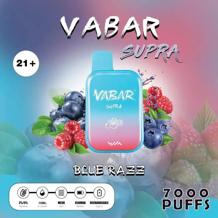 Blue Razz - Vabar Supra 7000 Puffs Disposable, Rechargeable Vape in Dubai, UAE