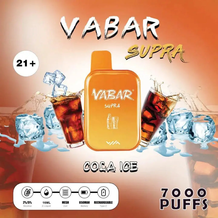 Cola Ice - Vabar Supra 7000 Puffs Disposable, Rechargeable Vape in Dubai, UAE
