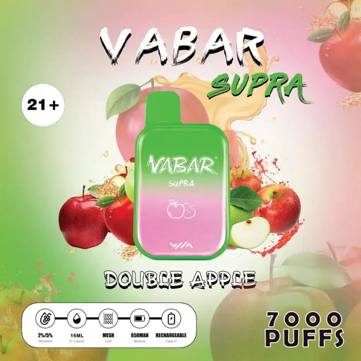 Double Apple - Vabar Supra 7000 Puffs Disposable, Rechargeable Vape in Dubai, UAE