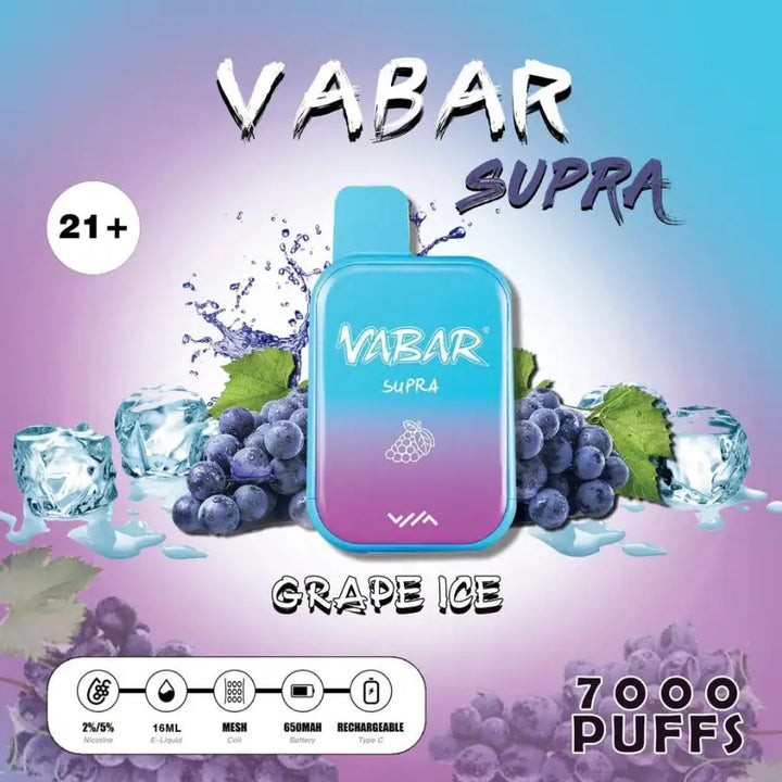 Grape ice  - Vabar Supra 7000 Puffs Disposable, Rechargeable Vape in Dubai, UAE