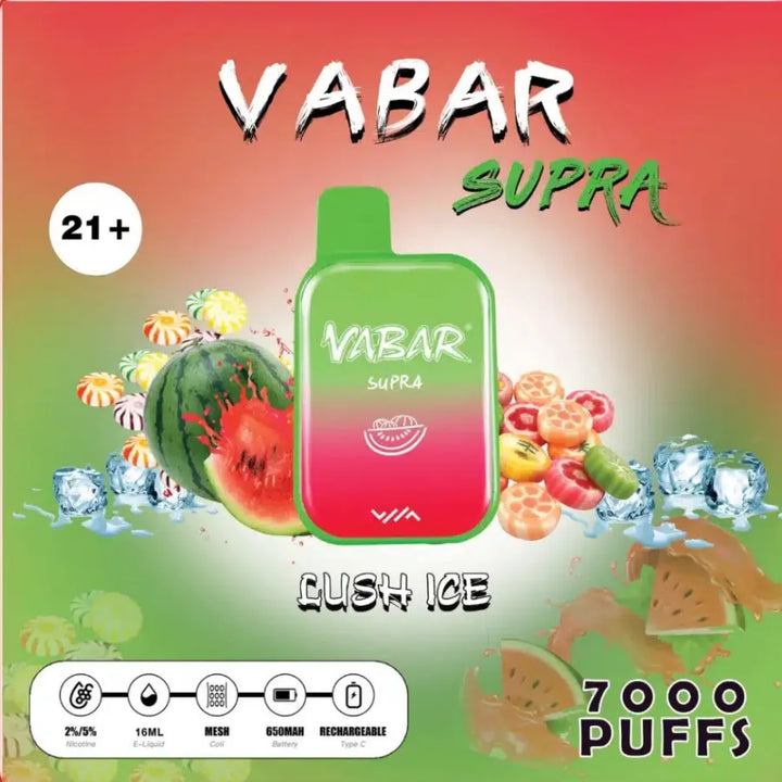 Lush Ice    - Vabar Supra 7000 Puffs Disposable, Rechargeable Vape in Dubai, UAE