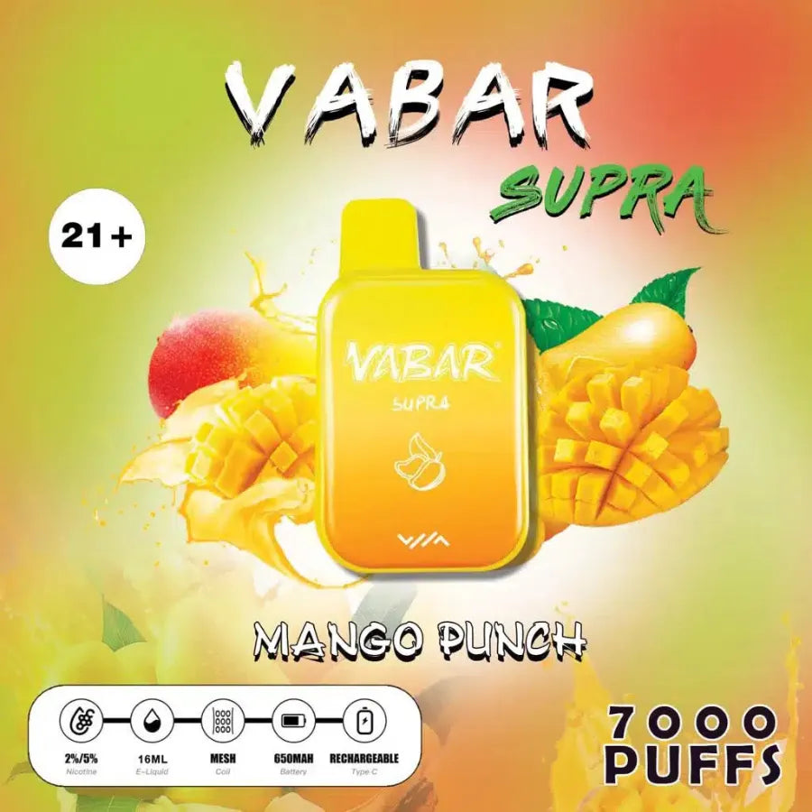 Mango Punch   - Vabar Supra 7000 Puffs Disposable, Rechargeable Vape in Dubai, UAE