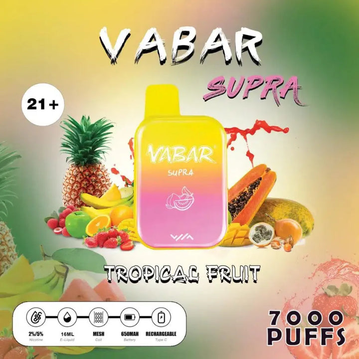 Tropical Fruit   - Vabar Supra 7000 Puffs Disposable, Rechargeable Vape in Dubai, UAE