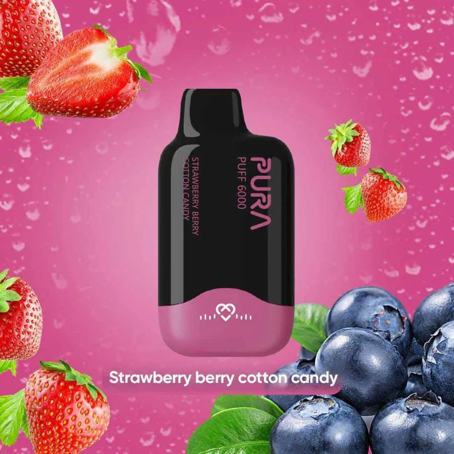 Strawberry Berry Cotton Candy - PURA 6000 Puffs Disposable Vape 20mg in Dubai, UAE