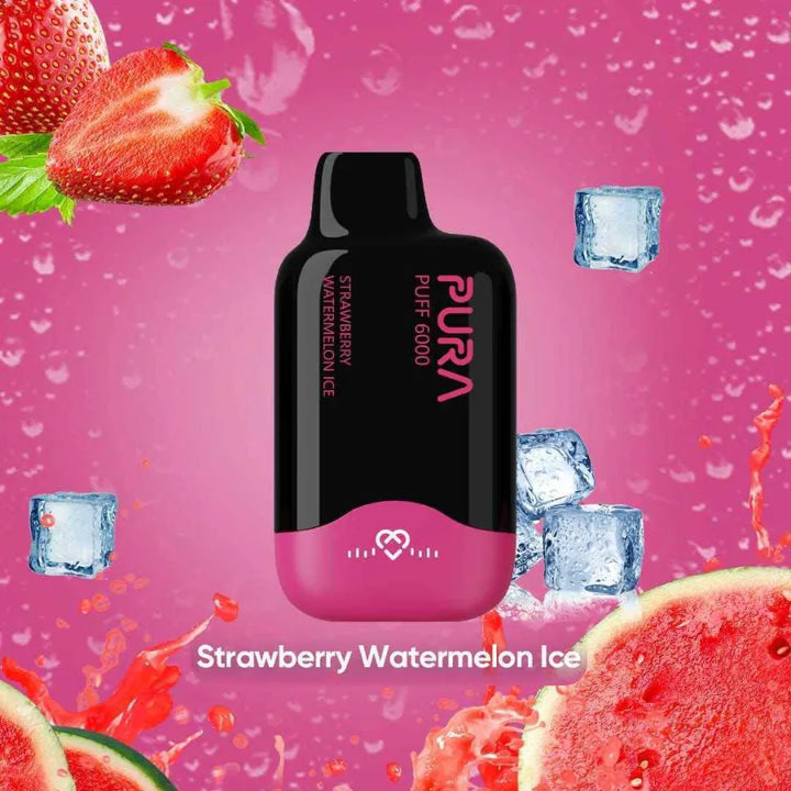 Strawberry Watermelon Ice - PURA 6000 Puffs Disposable Vape 20mg in Dubai, UAE