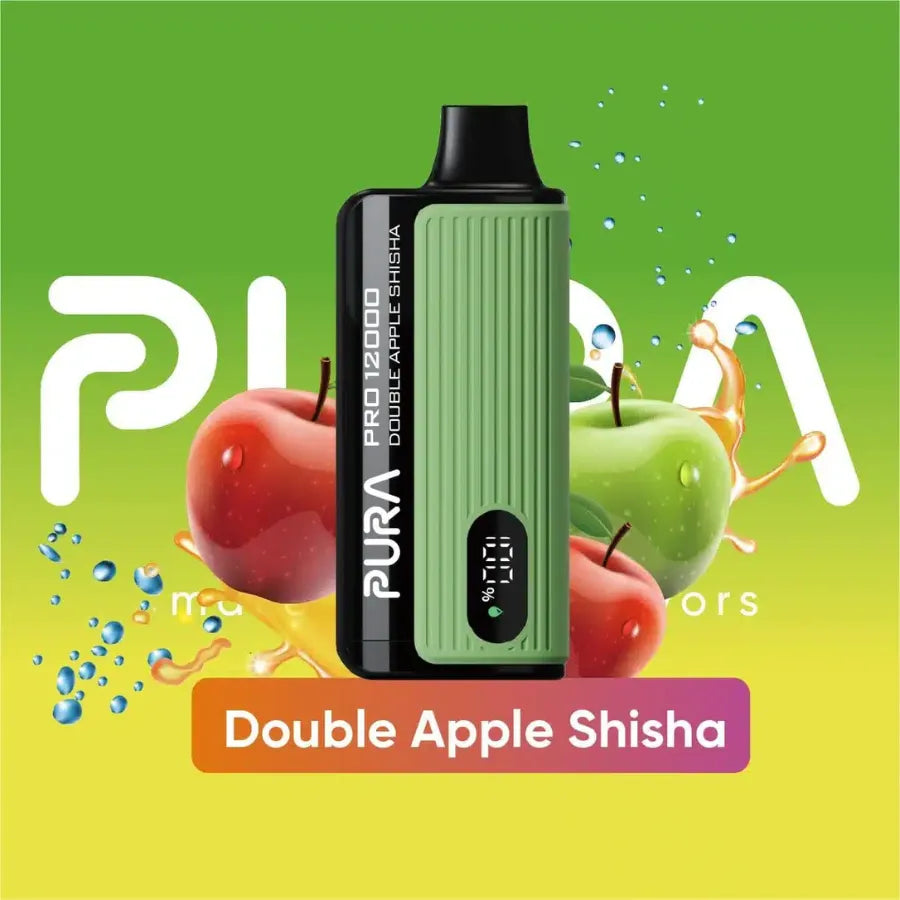 Double Apple Shisha  - PURA Pro 12000 Puffs Disposable Vape 20mg and 50mg in UAE