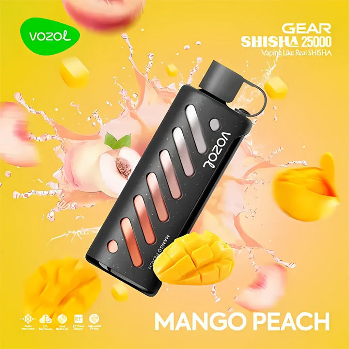 Mango Peach- VOZOL Gear Shisha 25000 Puffs Dual Mode Disposable Vape 5mg in Dubai, UAE