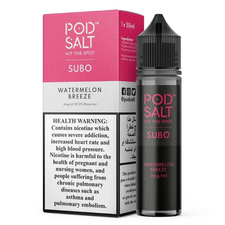 Watermelon Breeze  - Pod Salt Subo 50ml E-liquid 3mg Nicotine in UAE