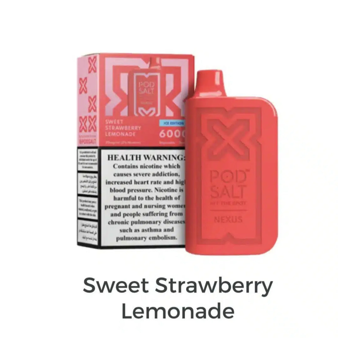  Sweet Strawberry Lemonade - POD SALT Nexus 6000 Puffs Disposable Vape 20mg in Dubai, UAE 