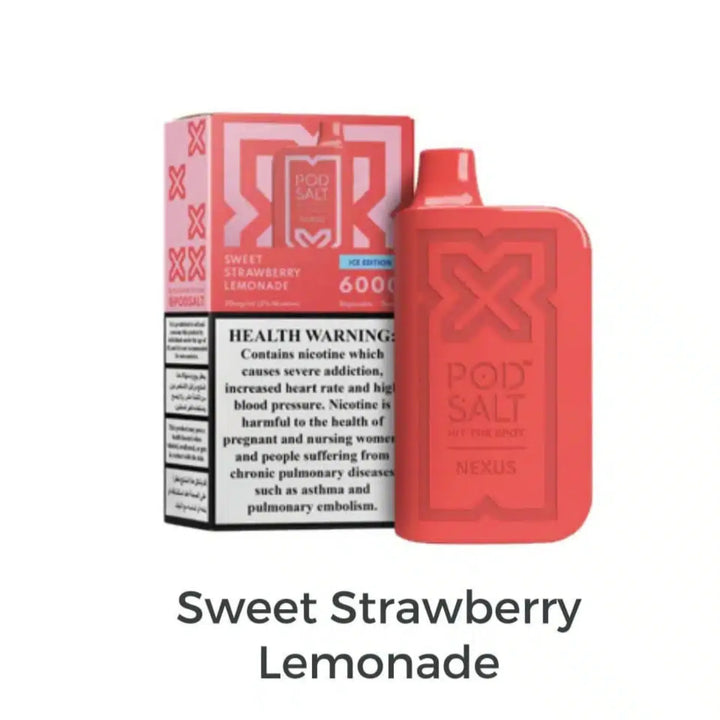  Sweet Strawberry Lemonade - POD SALT Nexus 6000 Puffs Disposable Vape 20mg in Dubai, UAE 