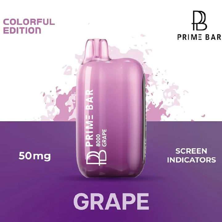 Grape  - Prime Bar 8000 Puffs Disposable Vape 50mg in UAE