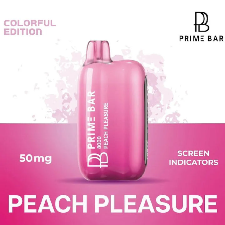 Peach Pleasure 
- Prime Bar 8000 Puffs Disposable Vape 50mg in UAE