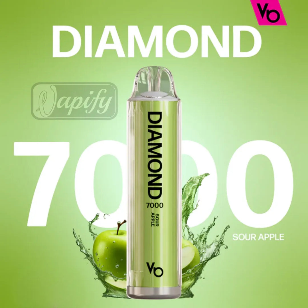 Sour Apple - Vapes Bars Diamond 7000 Puffs Disposable Vape 2% Nicotine in Dubai, UAE