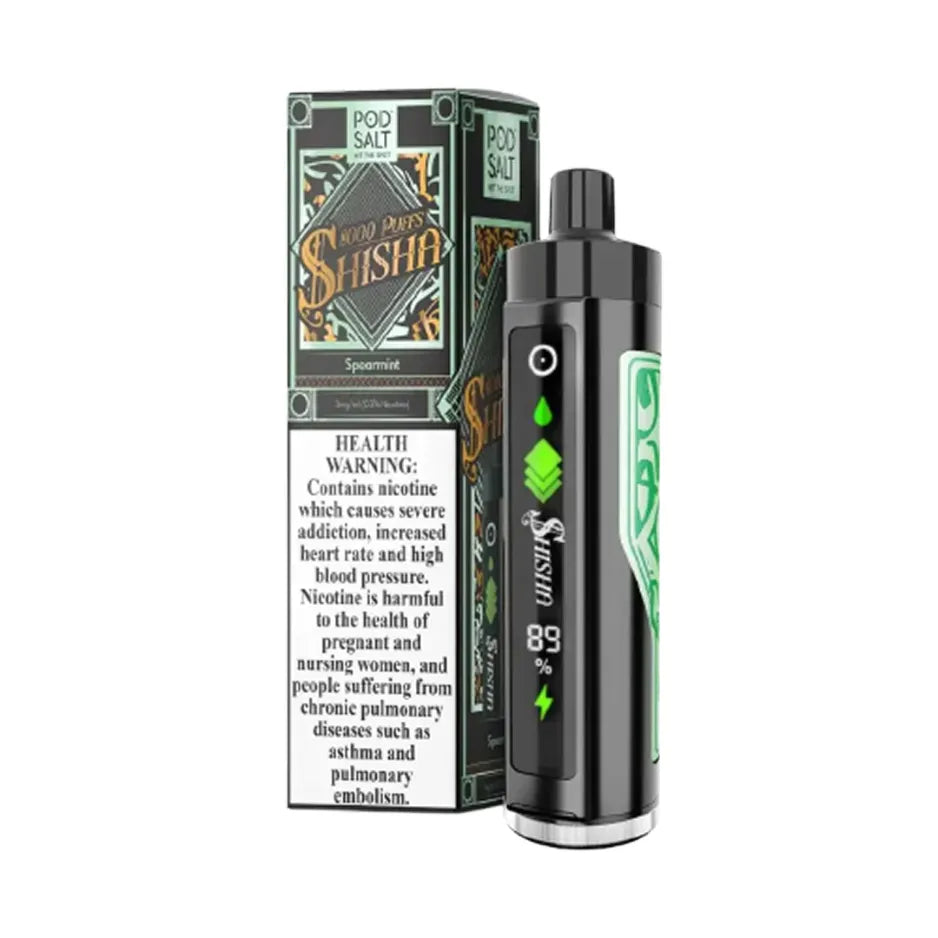 Spearmint  - Pod Salt Shisha 8000 Puffs Disposable Vape in Dubai, UAE