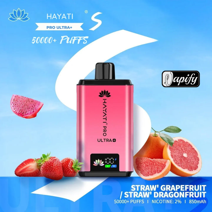  Straw Grapefruit / Straw Dragonfruit - Hayati Pro Ultra+ S 50000 Puffs Disposable Vape 2% Nicotine in Dubai, UAE