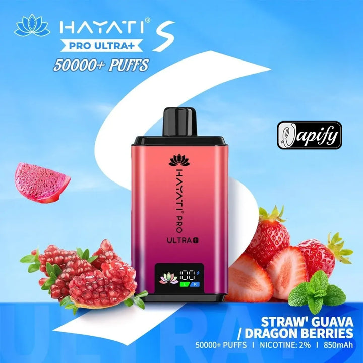  Straw Guava / Dragon Berries - Hayati Pro Ultra+ S 50000 Puffs Disposable Vape 2% Nicotine in Dubai, UAE