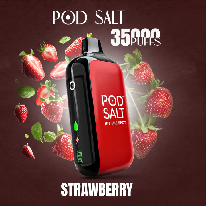 Strawberry- Pod Salt 35000 Puffs Disposable Vape 20mg in Dubai, UAE