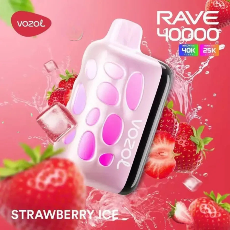 Strawberry Ice  - VOZOL Rave 40000 Puffs Disposable Vape 50mg in Dubai, UAE