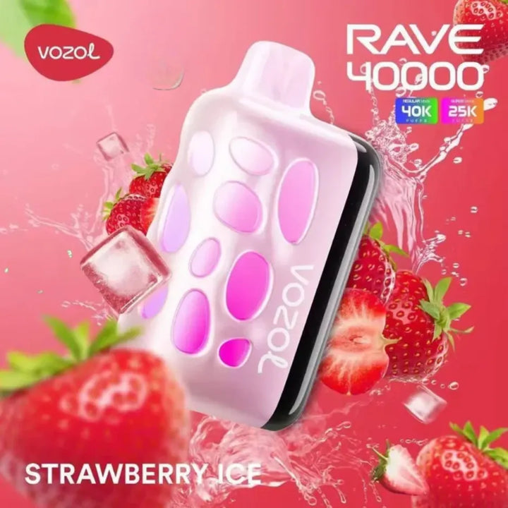 Strawberry Ice  - VOZOL Rave 40000 Puffs Disposable Vape 50mg in Dubai, UAE