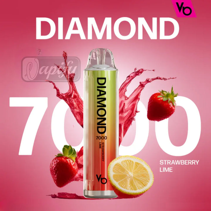 Strawberry Lime - Vapes Bars Diamond 7000 Puffs Disposable Vape 2% Nicotine in Dubai, UAE