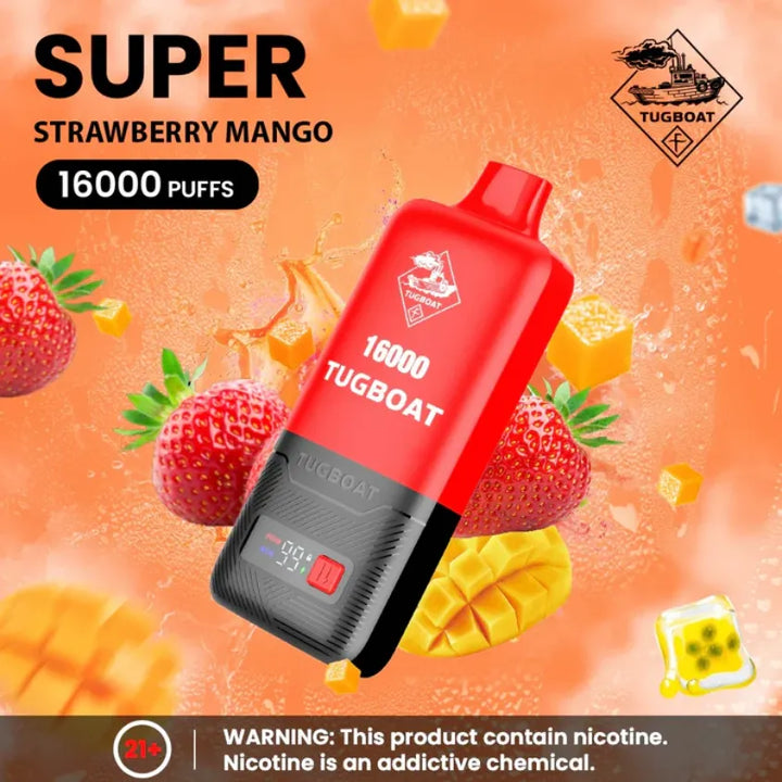 Strawberry Mango - Tugboat Super 16000 Puffs Disposable Vape Pod 5% Nicotine in Dubai, UAE