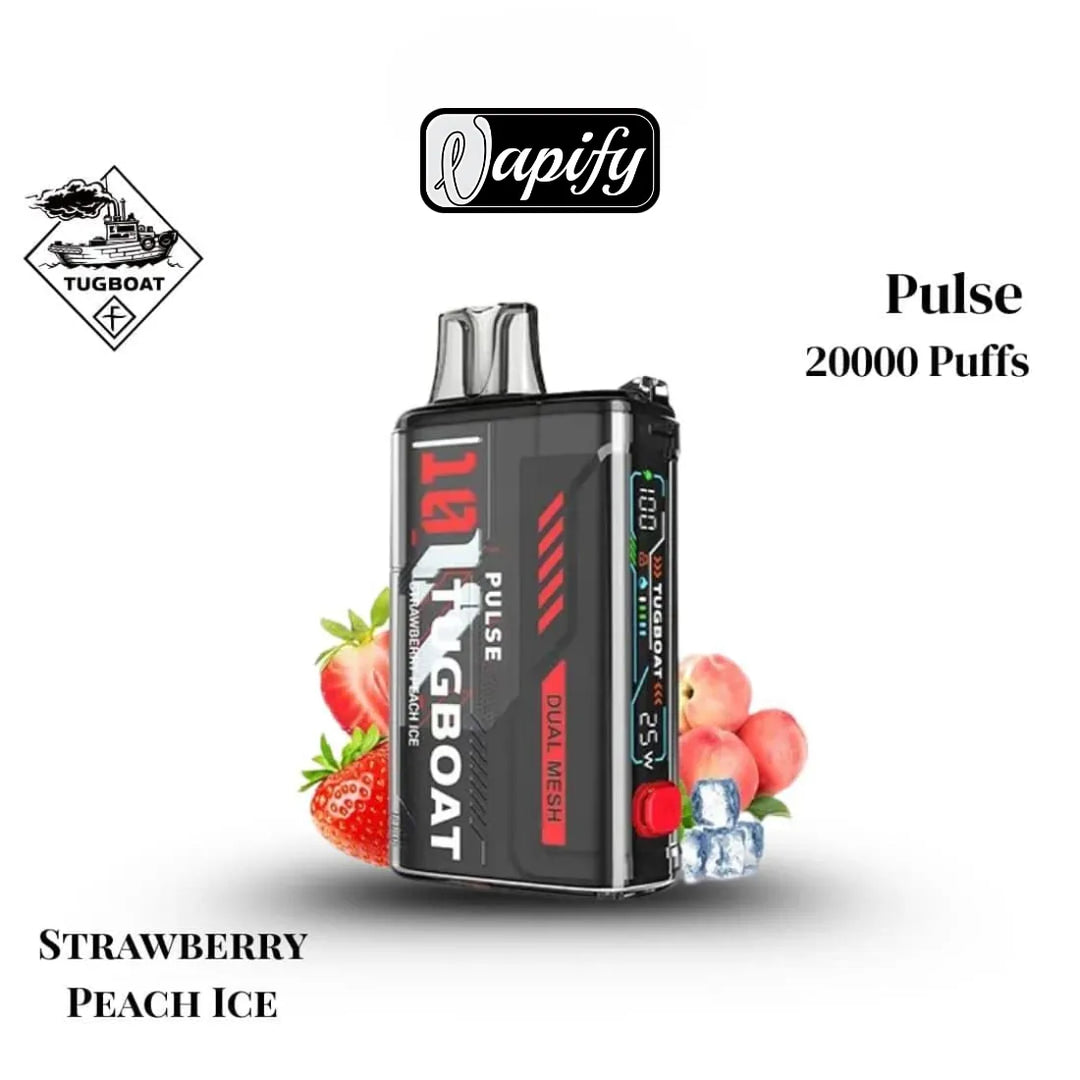 Strawberry peach Ice  - Tugboat Pulse 20000 Puffs Disposable Vape 50mg in Dubai, UAE