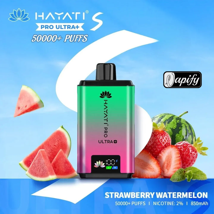 Srawberry Watermelon - Hayati Pro Ultra+ S 50000 Puffs Disposable Vape 2% Nicotine in Dubai, UAE