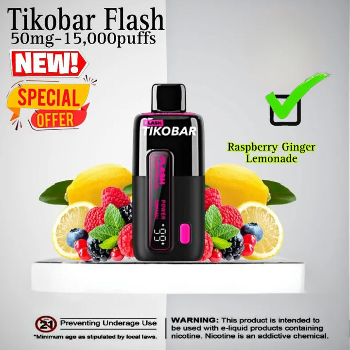 TIKOBARFlash15000Puffs5_Nicotine-RaspberryGingerLemonade