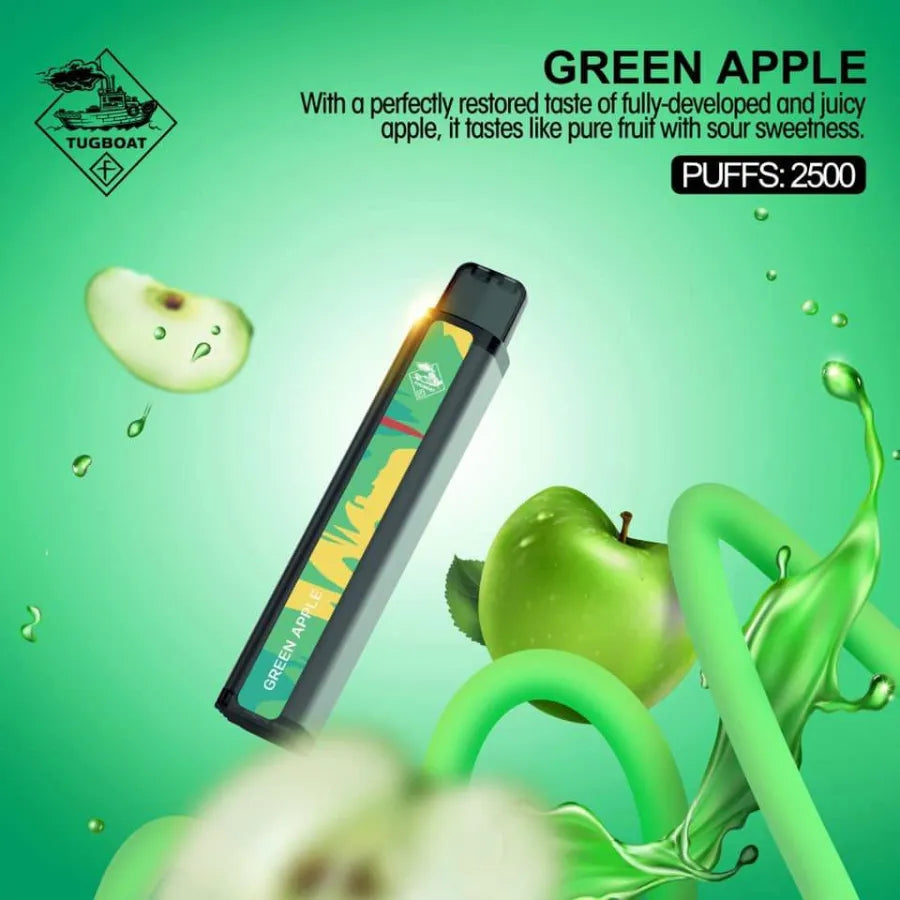 Green Apple - Tugboat XXL 2500 Puffs Disposable Vape shop in Dubai, UAE
